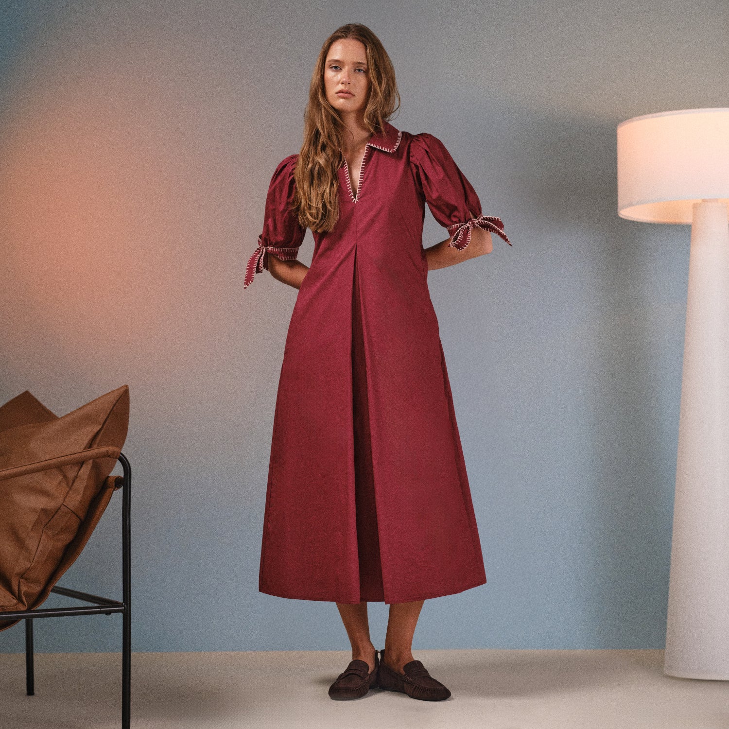 An editorial-style selection of women's dresses in refined silhouettes, showcasing versatile fashion styles from English Factory's New Dresses collection.