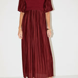 Pleated Mix Media Maxi Dress