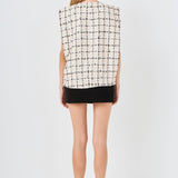 Premium Tweed Vest with Shoulder Pads