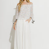 Daisy Sketch Printed Off the SHoulder Top
