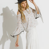 Daisy Sketch Printed Off the SHoulder Top