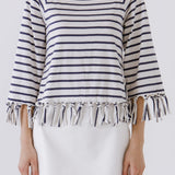 Strip Top with Fringe Detail