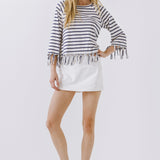 Strip Top with Fringe Detail
