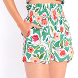 Floral Print Shorts with Smocking