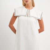 Sailor Collar Dress with Trim