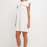 Sailor Collar Dress with Trim