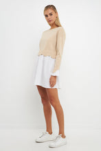 Load image into Gallery viewer, Scalloped Knit Poplin Combo Dress
