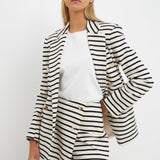 Striped Knit Double Breasted Blazer