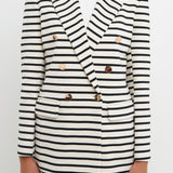 Striped Knit Double Breasted Blazer