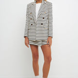 Striped Knit Double Breasted Blazer