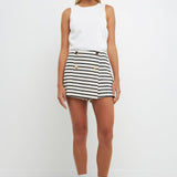 Striped Knit Skort with Button