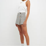 Striped Knit Skort with Button