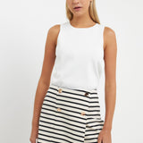 Striped Knit Skort with Button