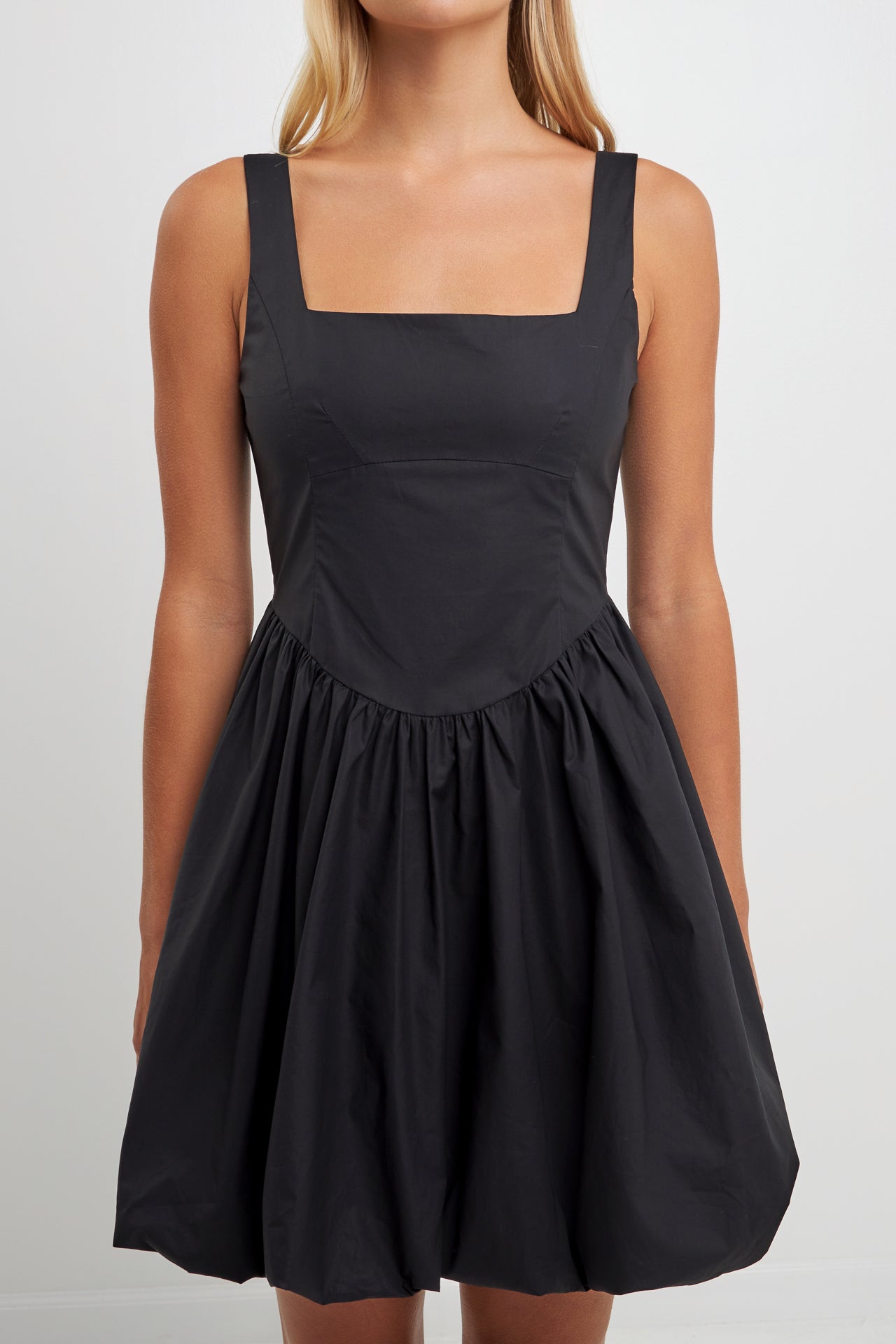 Poplin Square Neck Bubble Hem Dress – English Factory