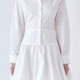 ENGLISH FACTORY-Poplin Shirt Dress with Bubble Hem-DRESSES available at Objectrare