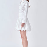 ENGLISH FACTORY-Poplin Shirt Dress with Bubble Hem-DRESSES available at Objectrare