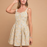 Premium Embroidered Linen Bustier Dress
