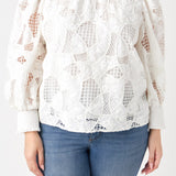 Embroidered Cotton Blouse with Smocked Neck