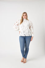 Load image into Gallery viewer, Embroidered Cotton Blouse with Smocked Neck
