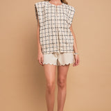 Premium Tweed Vest with Shoulder Pads