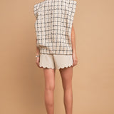 Premium Tweed Vest with Shoulder Pads