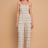 Premium Tweed Sleeveless Cargo Jumpsuit