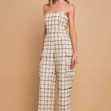 Premium Tweed Sleeveless Cargo Jumpsuit