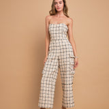 Premium Tweed Sleeveless Cargo Jumpsuit