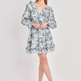 Ruffle Detail Long Sleeve Mini Dress