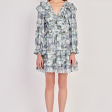Ruffle Detail Long Sleeve Mini Dress