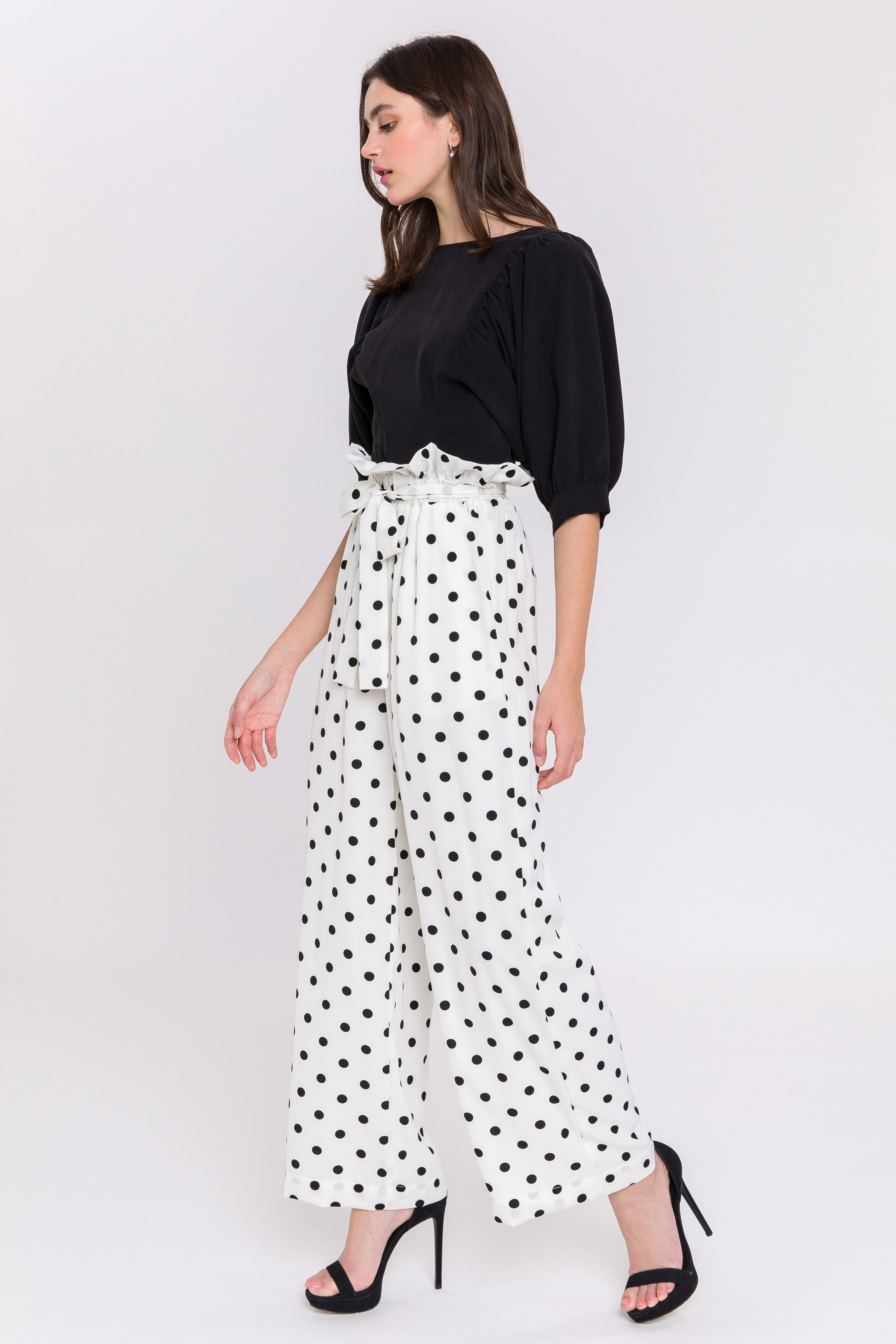 ENGLISH FACTORY - Polka Dot Wide Pants - PANTS available at Objectrare