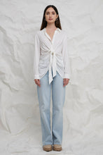 Load image into Gallery viewer, Front Tie Oversized Collared Top

