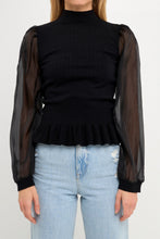 Load image into Gallery viewer, Sheer Sleeve Knit Top
