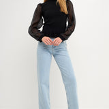 Sheer Sleeve Knit Top- Sold Out