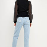 Sheer Sleeve Knit Top- Sold Out