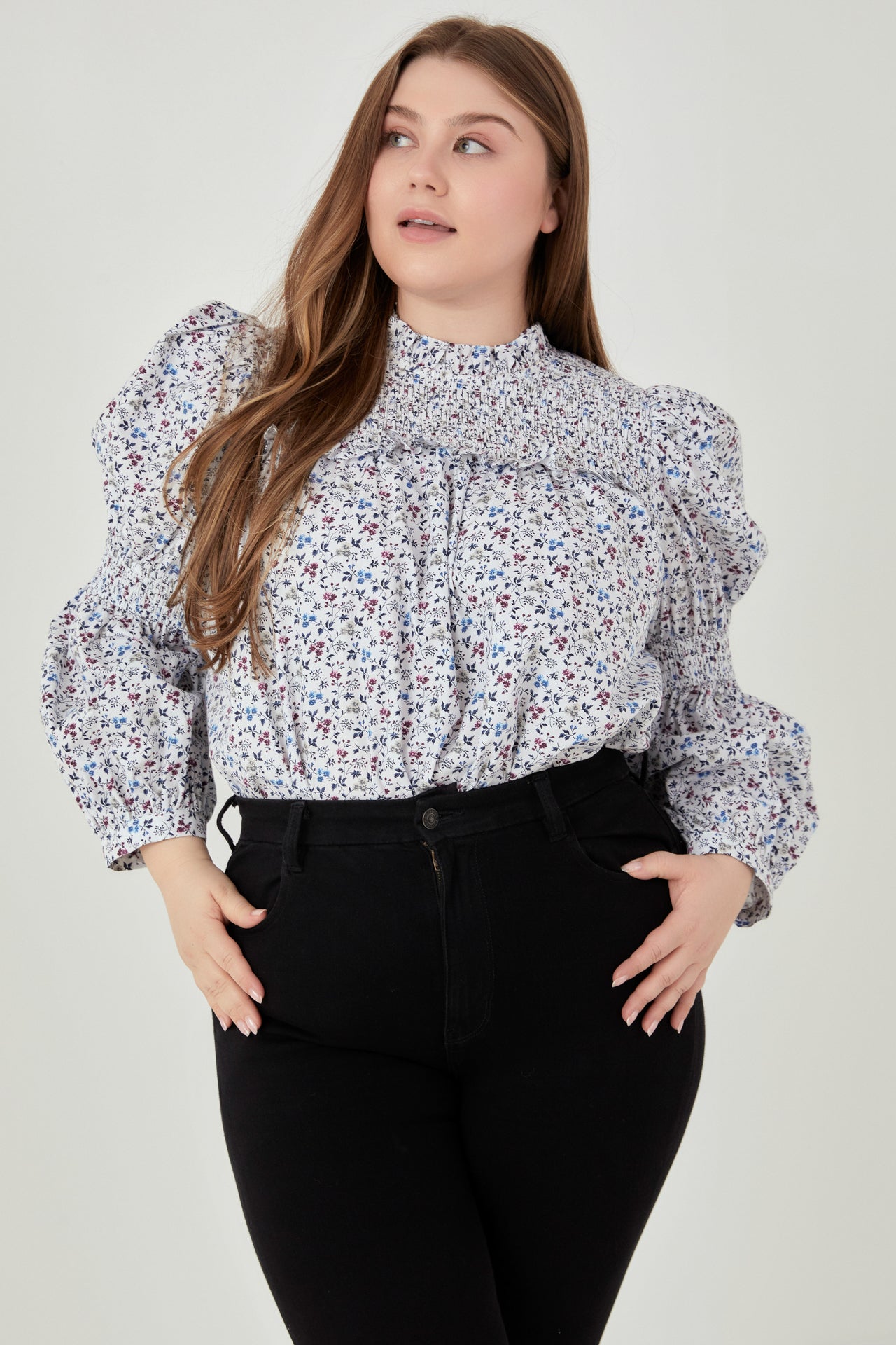 ENGLISH FACTORY - Floral Printed Cotton Long Sleeve Blouse - TOPS available at Objectrare