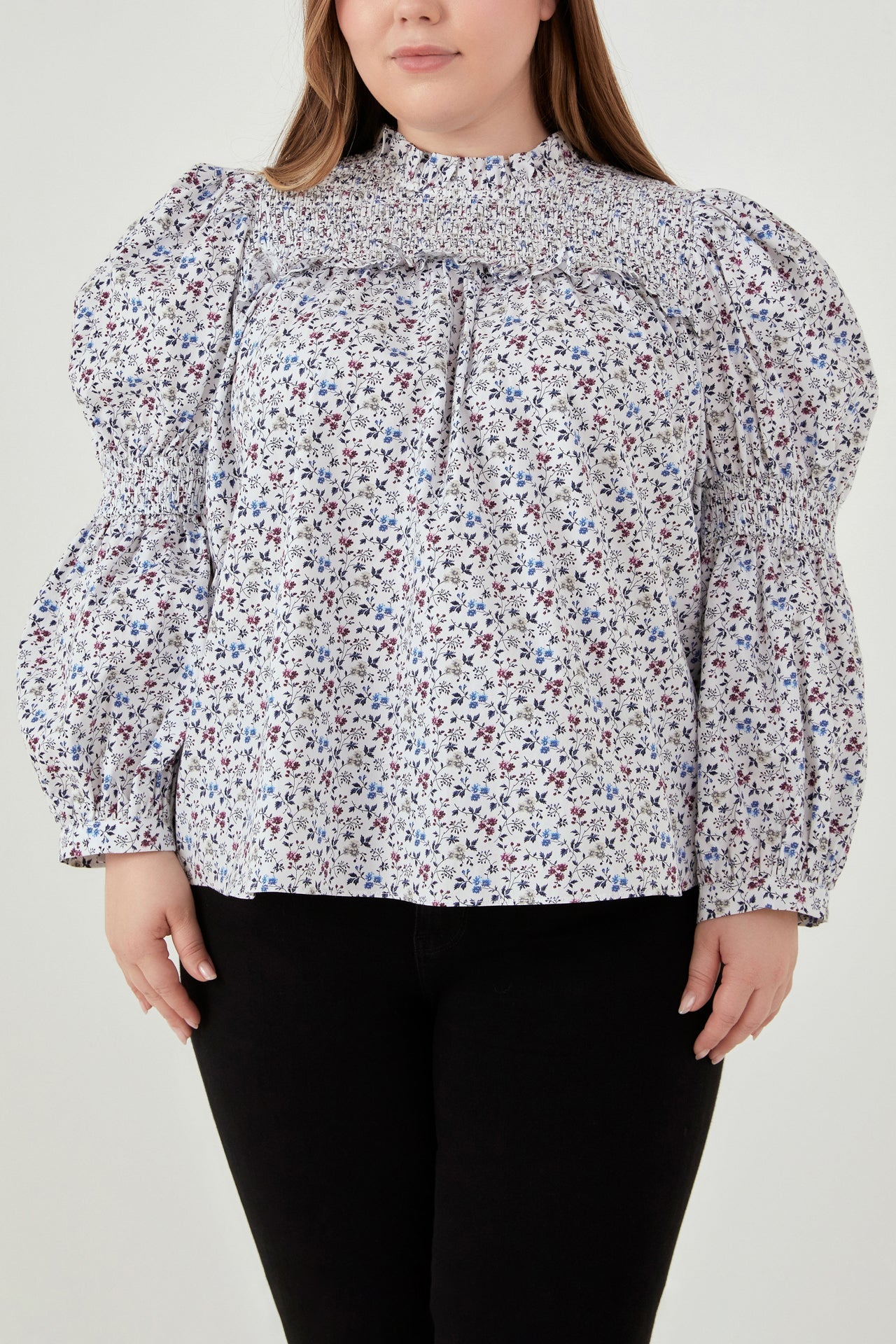 ENGLISH FACTORY - Floral Printed Cotton Long Sleeve Blouse - TOPS available at Objectrare