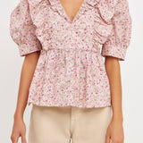 Cotton Floral Ruffled Top- Sold Out