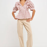 Cotton Floral Ruffled Top- Sold Out