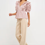 Cotton Floral Ruffled Top- Sold Out