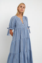 Load image into Gallery viewer, Gingham Tiered Dress with Bow-Tie Sleeves
