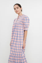 Load image into Gallery viewer, Gingham Textured Smocked Yoke Midi Dress
