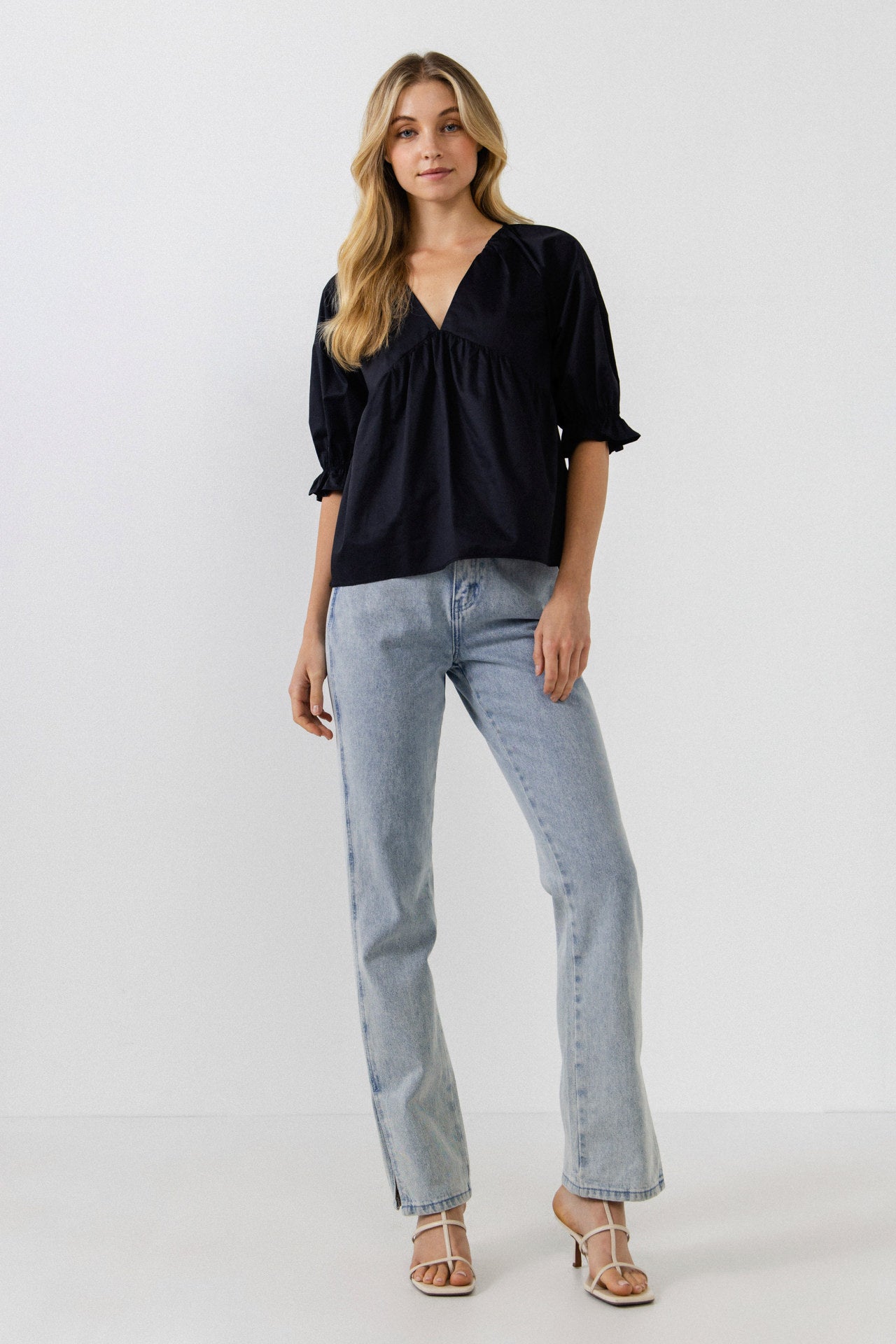 ENGLISH FACTORY - Tiered V Neck Top With Ruffle Sleeves - TOPS available at Objectrare