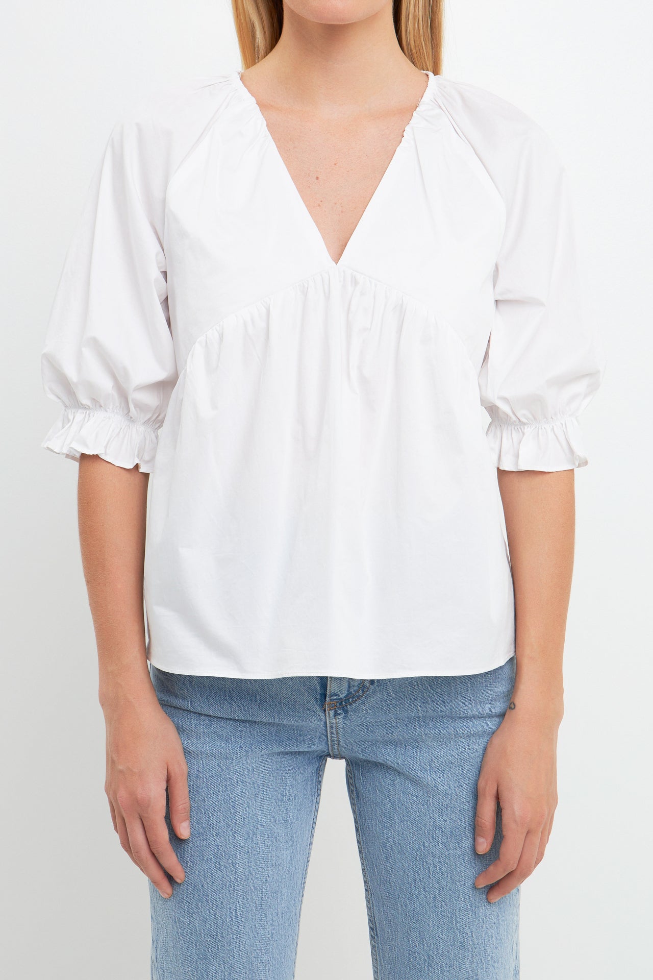 ENGLISH FACTORY - Tiered V Neck Top With Ruffle Sleeves - TOPS available at Objectrare