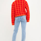 Houndstooth Collared Cardigan