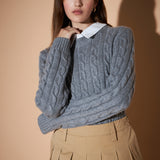Mixed Media Cable Knit Sweater