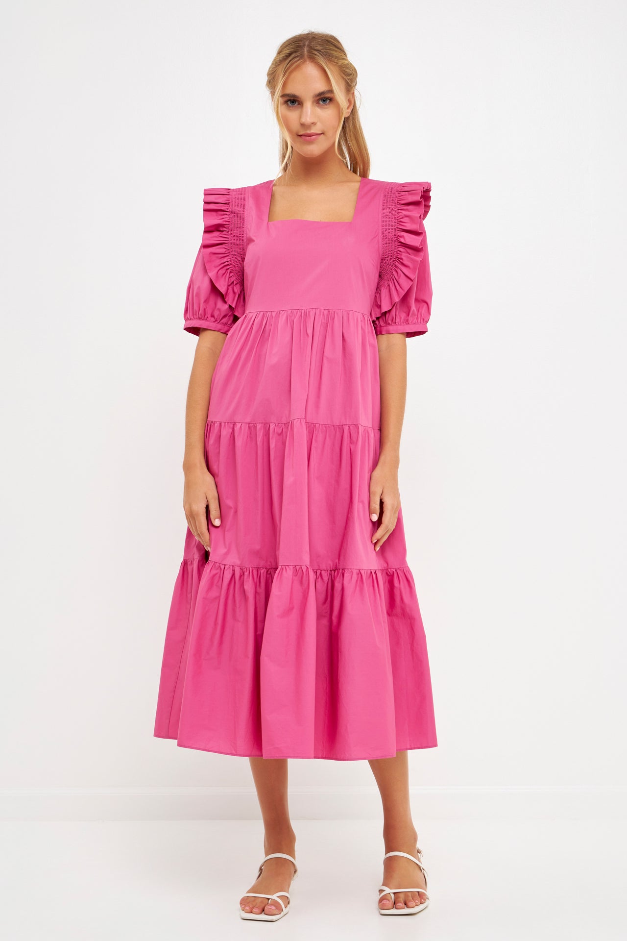 Square neck ruffle outlet dress