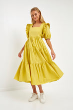 Load image into Gallery viewer, Square Neck Ruffle Smocked Detail Midi Dress

