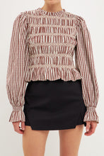 Load image into Gallery viewer, Striped Smocked Embroidered Blouse
