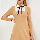 Mixed Media Fit and Flare Sweater Dress